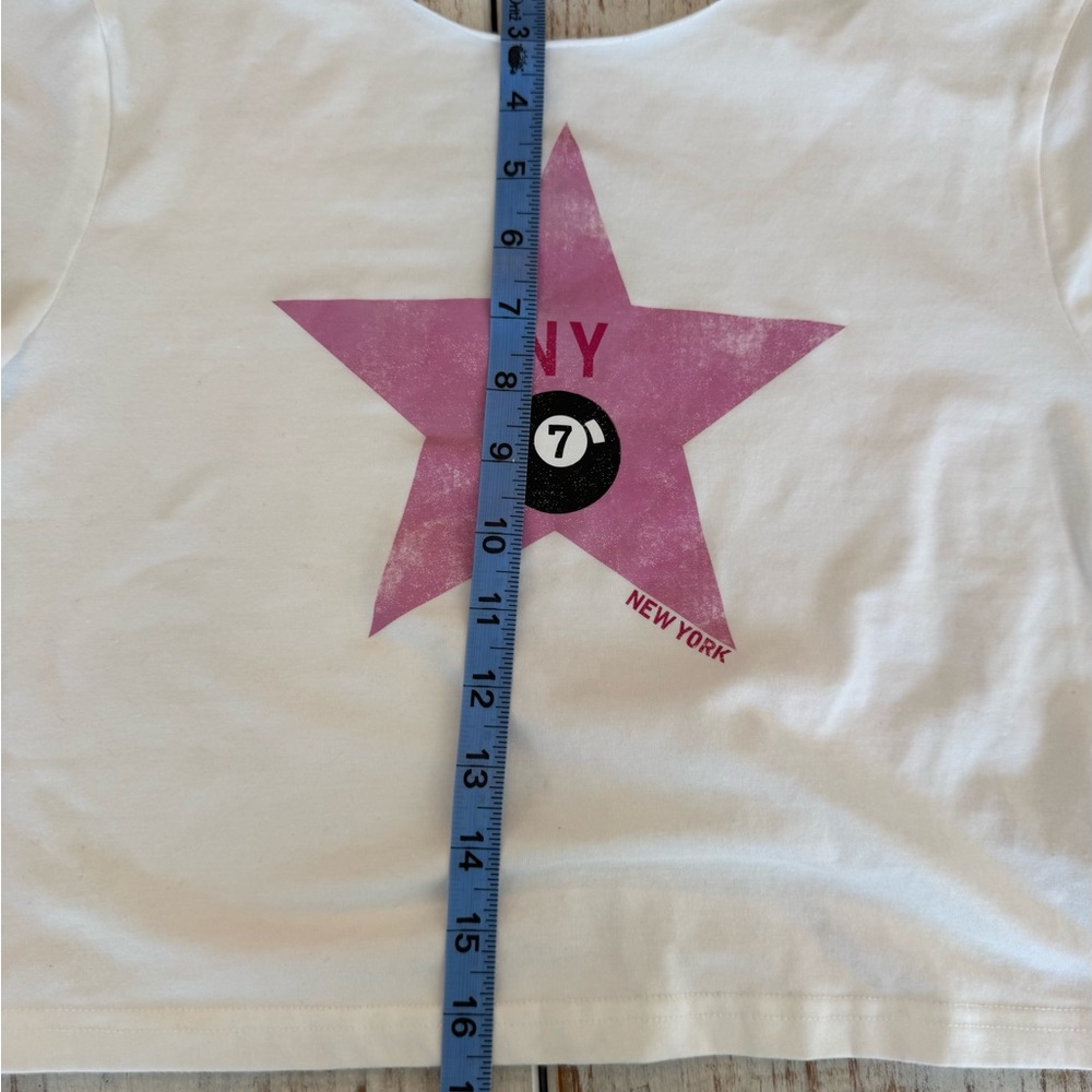 Graphic Tee with Pink Star and NY Accent Women’s no size tag - Picture 4 of 5